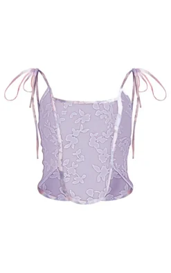 Best PrettyLittleThing Sheer Jacquard Corset Blue