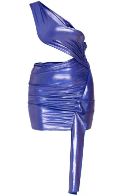 Shimmer One Shoulder Ruched Side Bodycon Mini Dress-PrettyLittleThing Online
