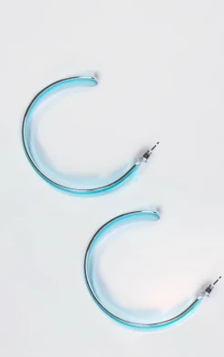 PrettyLittleThing Hoop Earrings*Silver Trim Clear Hoop Earrings