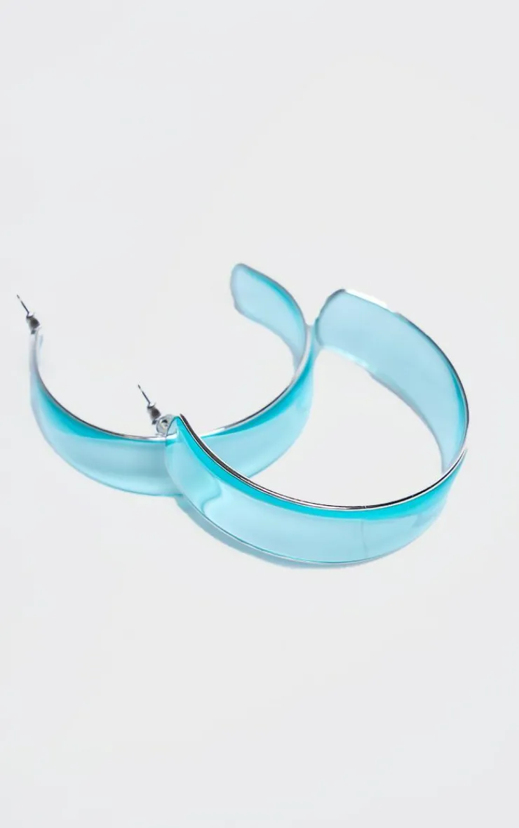 PrettyLittleThing Hoop Earrings*Silver Trim Clear Hoop Earrings