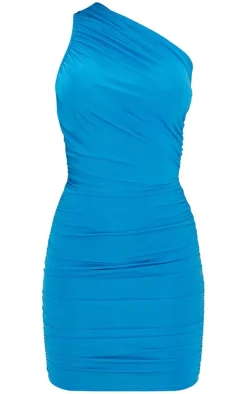 Slinky Ruched One Shoulder Bodycon Dress-PrettyLittleThing New