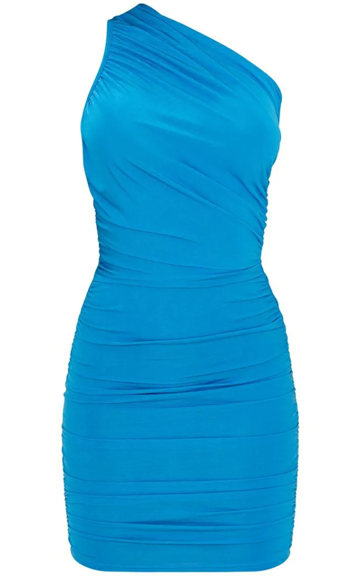 Slinky Ruched One Shoulder Bodycon Dress-PrettyLittleThing New
