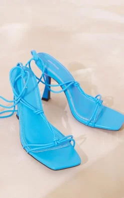 PrettyLittleThing High Heels*Square Barely There Twisted Knot Lace Up Low Heeled Sandals