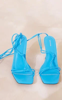 PrettyLittleThing High Heels*Square Barely There Twisted Knot Lace Up Low Heeled Sandals