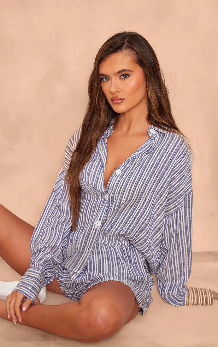 PrettyLittleThing Shirts*Stripe Cotton Oversized Button Shirt
