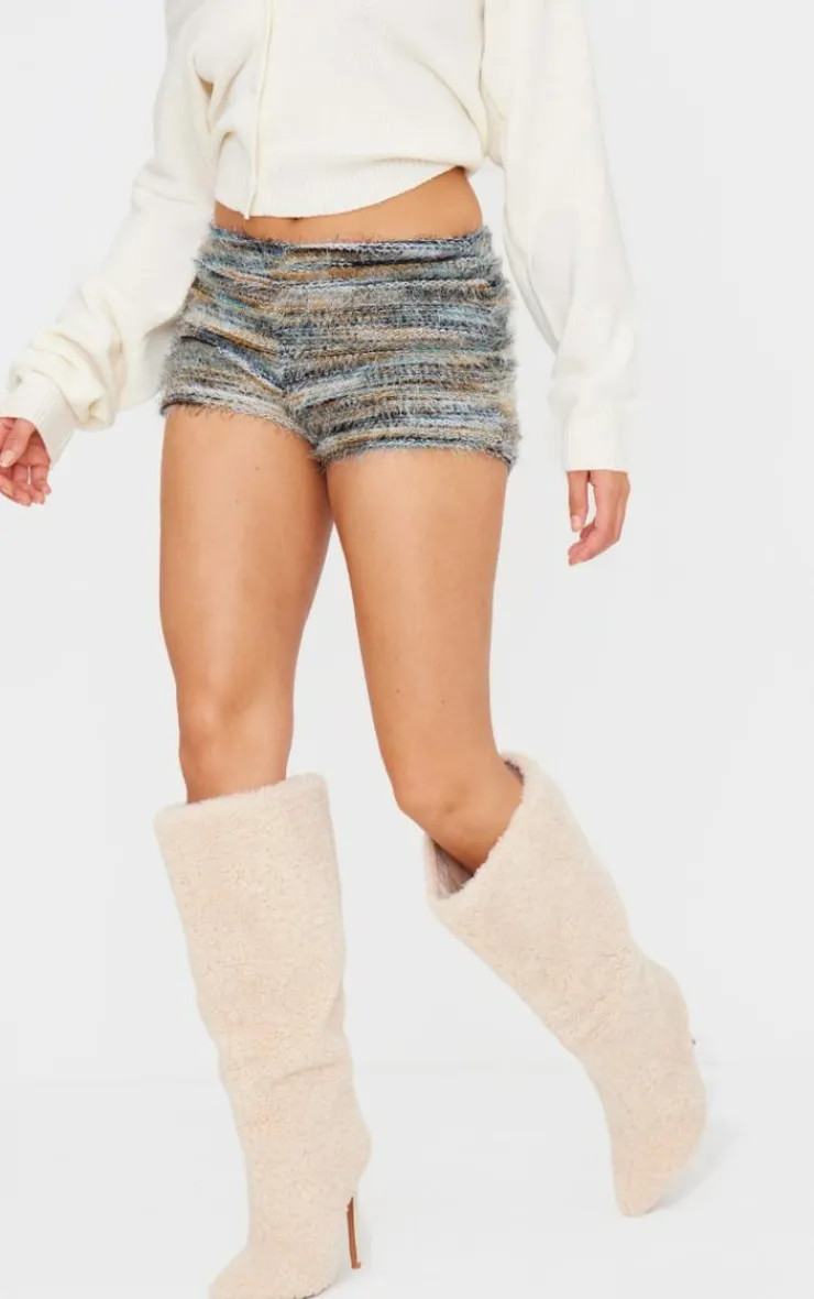 Stripe Eyelash Knit Hot Pants-PrettyLittleThing Outlet