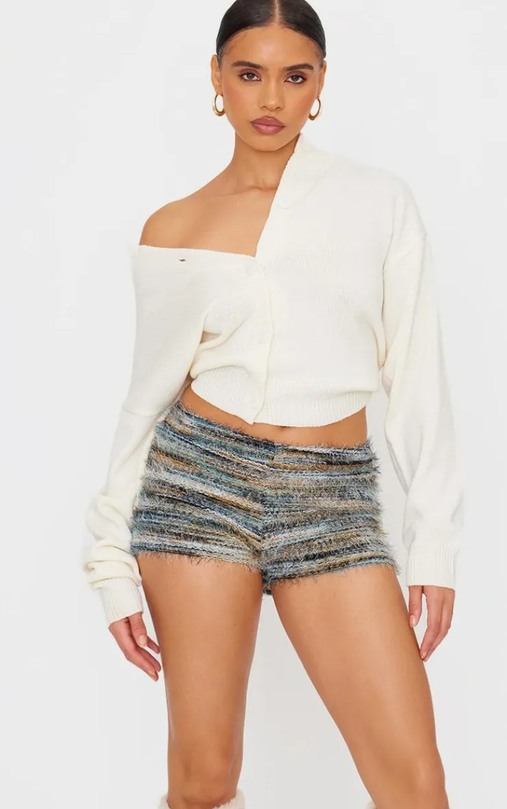 Stripe Eyelash Knit Hot Pants-PrettyLittleThing Outlet