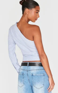 PrettyLittleThing Shirts*Striped Asymmetric Cinched Blouse