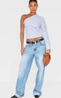 PrettyLittleThing Shirts*Striped Asymmetric Cinched Blouse