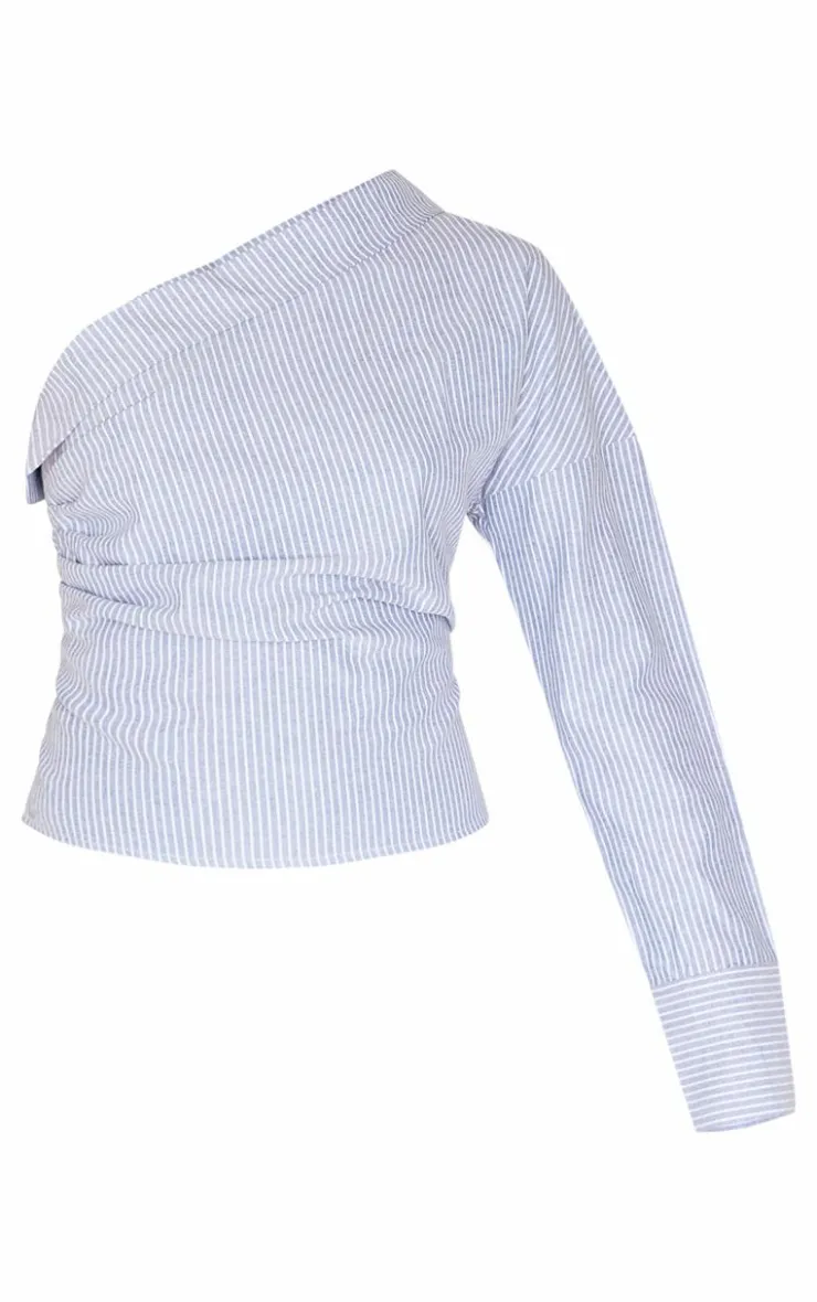 PrettyLittleThing Shirts*Striped Asymmetric Cinched Blouse