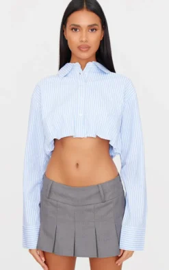 PrettyLittleThing Shirts*Striped Bubble Hem Shirt