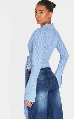 PrettyLittleThing Shirts*Striped Cinched Tie Waist Shirt