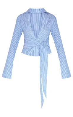 PrettyLittleThing Shirts*Striped Cinched Tie Waist Shirt