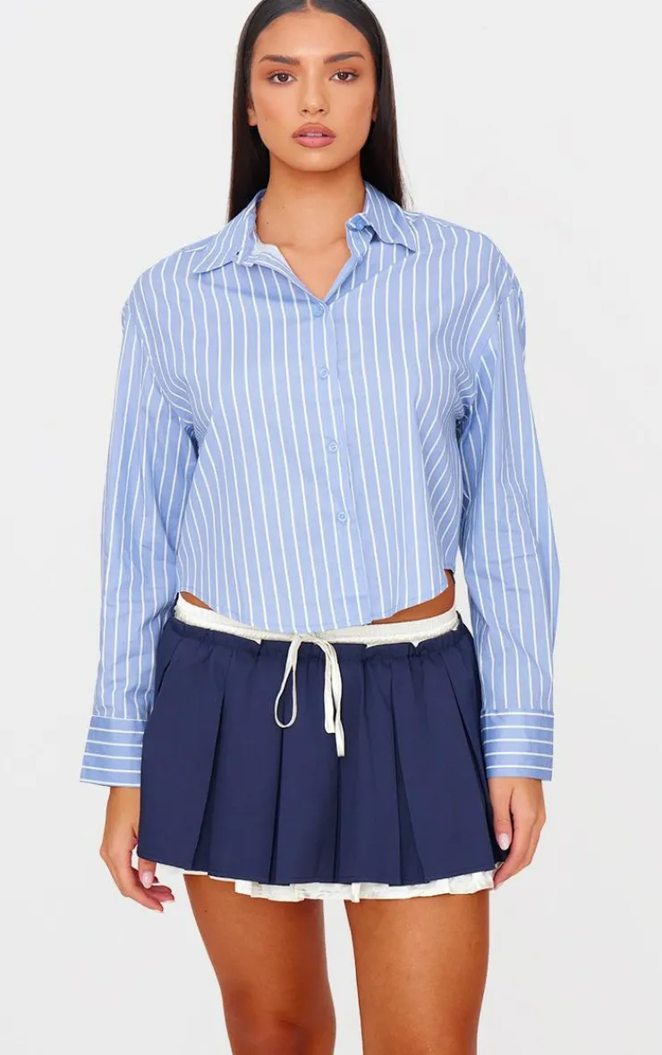 PrettyLittleThing Shirts*Striped Contrast Collar Shirt