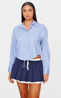 PrettyLittleThing Shirts*Striped Contrast Collar Shirt