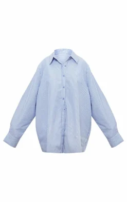 PrettyLittleThing Shirts*Striped Oversized Cotton Shirt