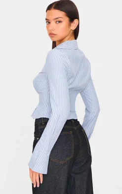 PrettyLittleThing Shirts*Striped Ruching Detail Shirt