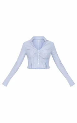 PrettyLittleThing Shirts*Striped Ruching Detail Shirt
