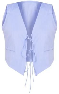 PrettyLittleThing Sleeveless Tops*Striped Tie Front Vest
