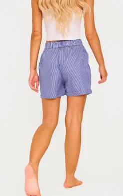 Blue Striped Turned Up PJ Shorts