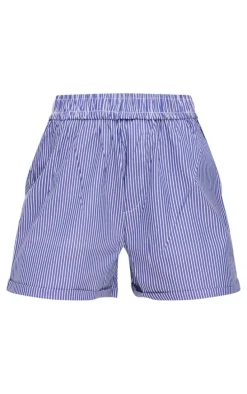 Blue Striped Turned Up PJ Shorts