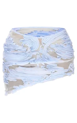 Outlet PrettyLittleThing Textured Chiffon Asymmetric Mini Skirt Blue
