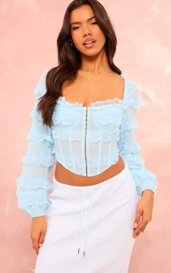 PrettyLittleThing Corsets*Textured Woven Lace Frill Corset Top