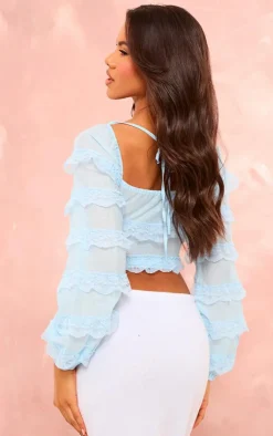 PrettyLittleThing Corsets*Textured Woven Lace Frill Corset Top