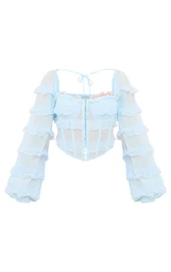 PrettyLittleThing Corsets*Textured Woven Lace Frill Corset Top