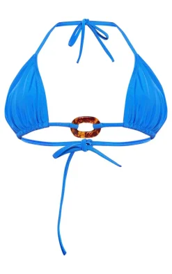 Blue Tortoise Trim Triangle Bikini Top