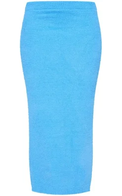 Clearance PrettyLittleThing Towel Knit Super Soft Maxi Skirt Blue