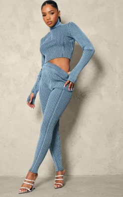 PrettyLittleThing Knitted Tops*Two Tone Chunky Rib Knit Underbust Detail Cropped Half Zip