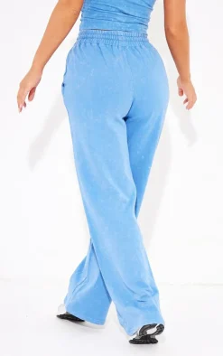 PrettyLittleThing Blue Sweatsuits*Washed Low Rise Oversized Wide Leg Sweatpants