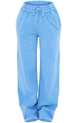 PrettyLittleThing Blue Sweatsuits*Washed Low Rise Oversized Wide Leg Sweatpants