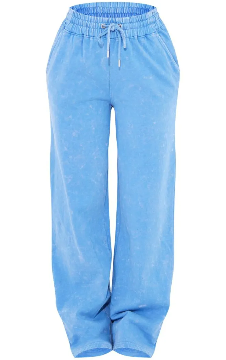 PrettyLittleThing Blue Sweatsuits*Washed Low Rise Oversized Wide Leg Sweatpants