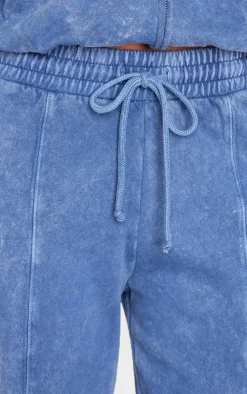 PrettyLittleThing Blue Sweatsuits*Washed Seam Detail Wide Leg Sweatpants