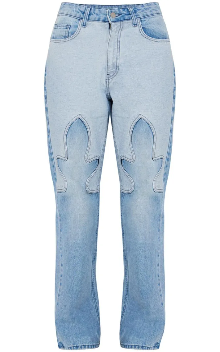Blue Western Patch Denim Jeans