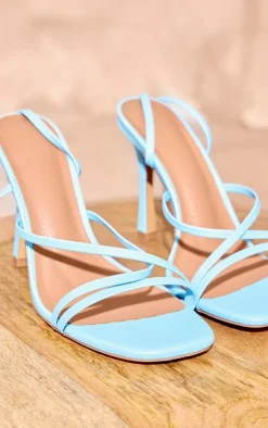 PrettyLittleThing Wide Fit Sandals*Wide Fit PU Square Toe Strappy Lace Up Heeled Sandals