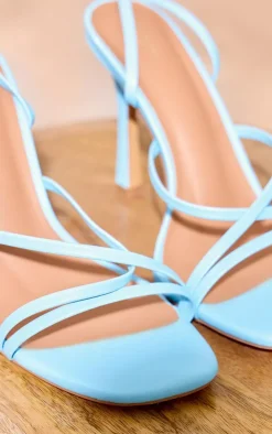 PrettyLittleThing Wide Fit Sandals*Wide Fit PU Square Toe Strappy Lace Up Heeled Sandals