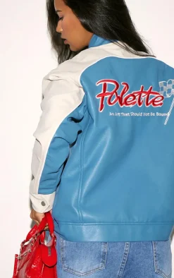 PrettyLittleThing Faux Leather Jackets*Worn Faux Leather Contrast Panel Oversized Jacket
