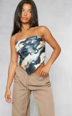 PrettyLittleThing Tube Tops*Woven Printed Bandana Style Bandeau Top