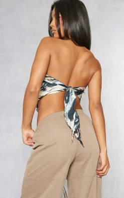 PrettyLittleThing Tube Tops*Woven Printed Bandana Style Bandeau Top