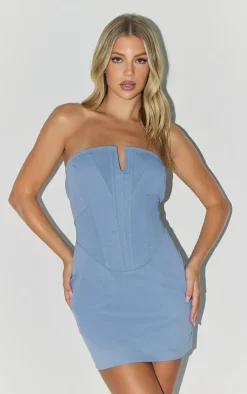 Woven Utility V Bar Bandeau Bodycon Dress-PrettyLittleThing Sale