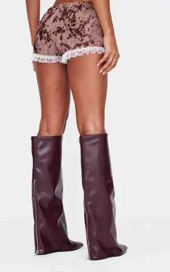 Devore Ruched Frill Hem Bloomers-PrettyLittleThing New