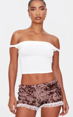 Devore Ruched Frill Hem Bloomers-PrettyLittleThing New