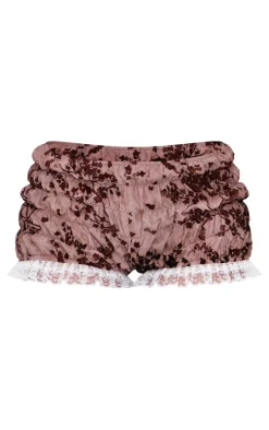 Devore Ruched Frill Hem Bloomers-PrettyLittleThing New