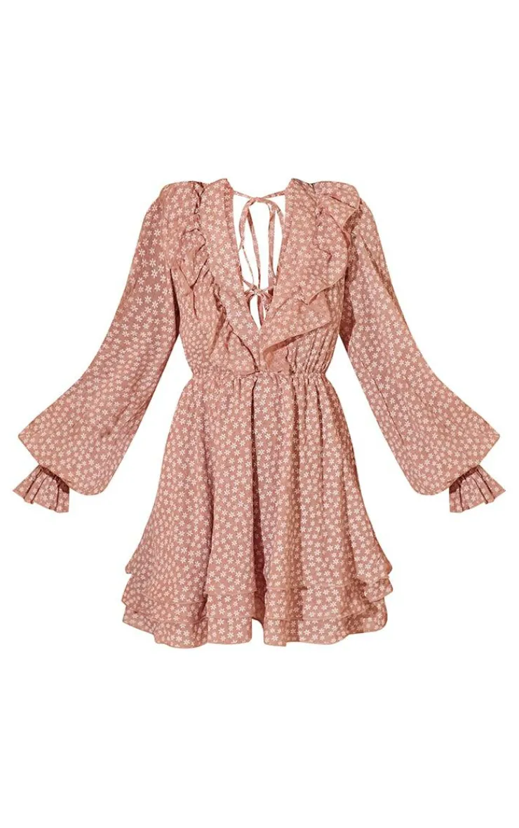 Ditsy Floral Chiffon Tie Back Detail Shift Dress-PrettyLittleThing Clearance