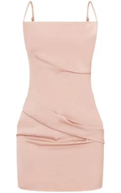 Satin Cowl Hip Cut Out Bodycon Dress-PrettyLittleThing Online