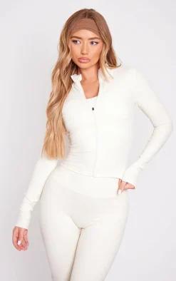 PrettyLittleThing Athletic Jackets*Bone Basic Sculpt Jacket