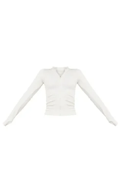 PrettyLittleThing Athletic Jackets*Bone Basic Seamless Jacket